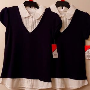 2 Dark Blue & White Sweater blouse
